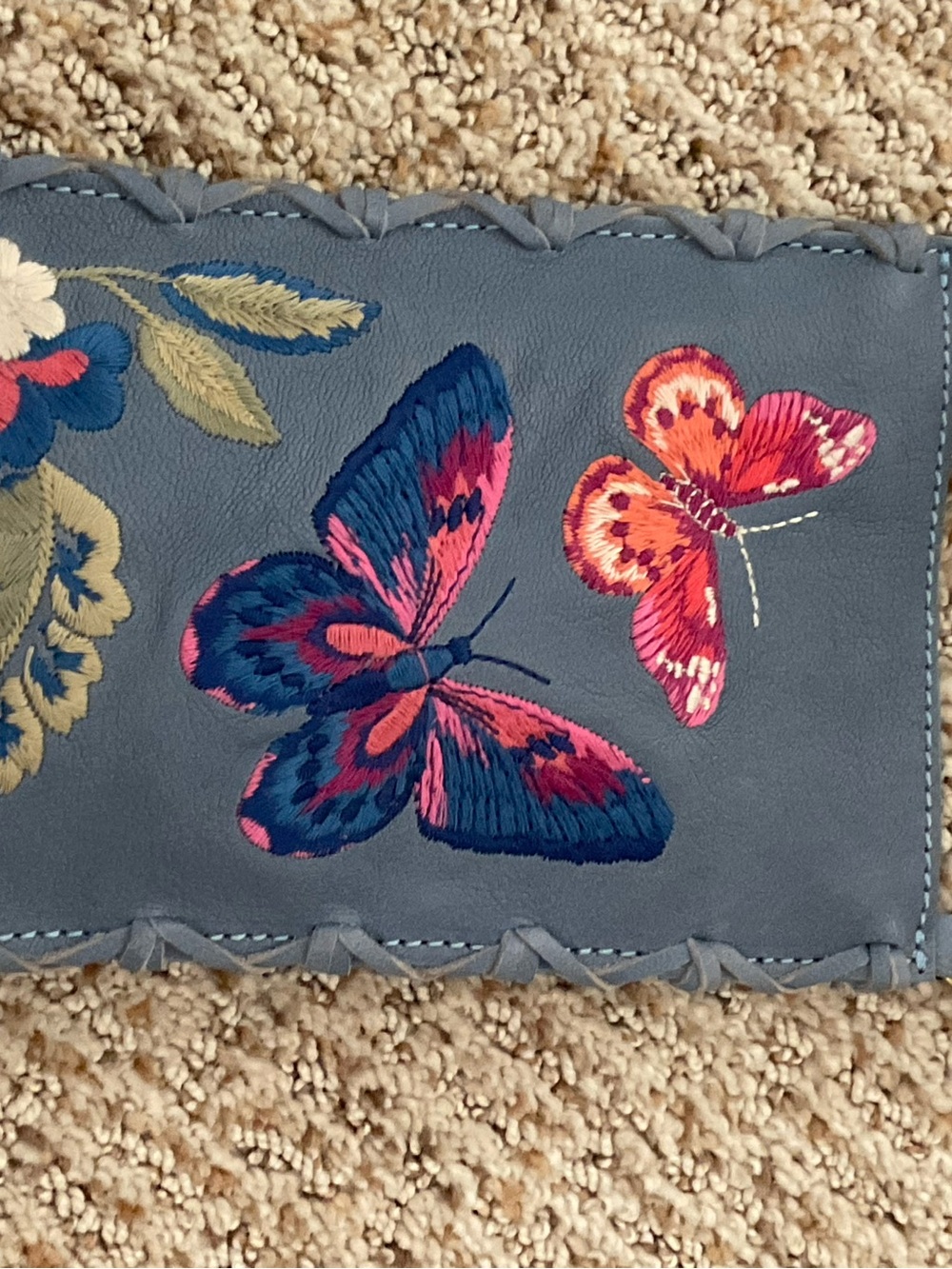 Johnny Was NWT Leather Crossbody Phone Bag with Embroidered Butterflies - Picture 4 of 5
